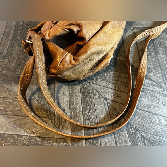 Vintage Karen Gunna Leather Light Camel Brown Rucksack Backpack made in Canada - Picture 2 of 13